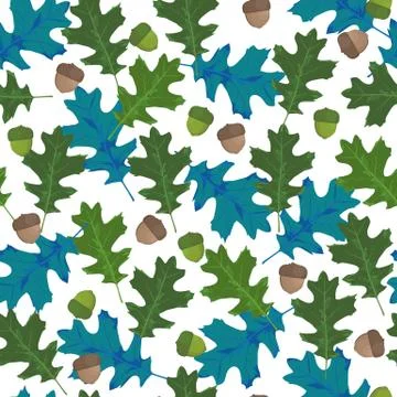 Seamless vector pattern with autumn leaves in seasonal colors. Oak leaf and a Illustrazione stock