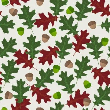 Seamless vector pattern with autumn leaves in seasonal colors. Oak leaf and a Illustrazione stock