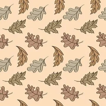 Seamless vector pattern with autumn leaves. Brown leaves falling. 스톡 일러스트