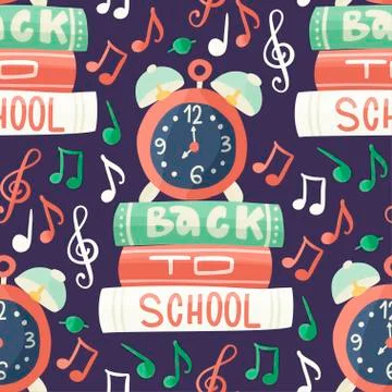 Seamless vector pattern. Back to school flat illustration. Stock Illustration