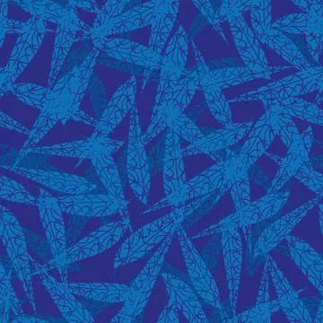 Seamless vector pattern background with leaves in shades of blue Illustrazione stock