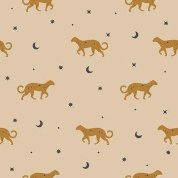 Seamless vector pattern background with leopard Illustrazione stock