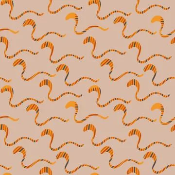Seamless vector pattern background with striped golden snakes Stock Illustration