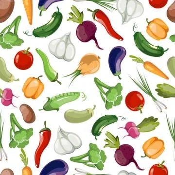 Seamless vector pattern background of vegetables Stock Illustration