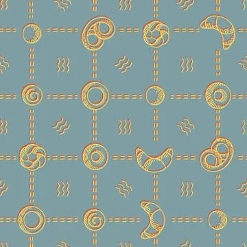 Seamless vector pattern with bakery products Stock Illustration