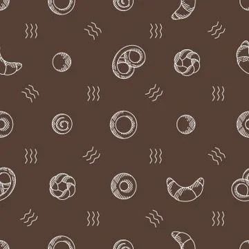 Seamless vector pattern with bakery products Stock Illustration