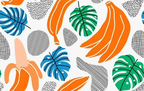 Seamless vector pattern with bananas Stock Illustration