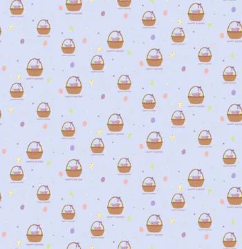 Seamless vector pattern with basket with eggs. Happy Easter Stock Illustration