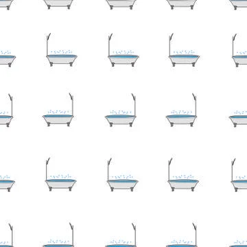 Seamless vector pattern. Bath isolated on a white background. Vector graphics Illustrazione stock