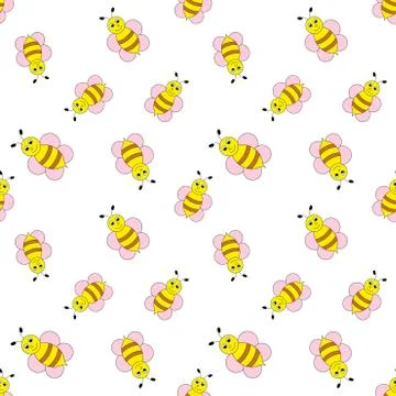 Seamless vector pattern with bees. Illustrazione stock