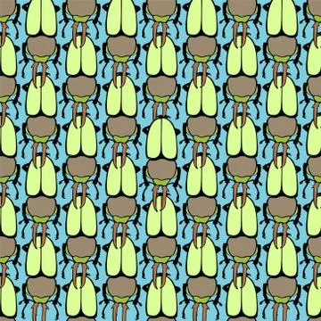 Seamless vector pattern with beetles Illustrazione stock