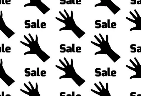 Seamless vector pattern big sale. Seamless background. hand, grasp, greed, pa Stock Illustration
