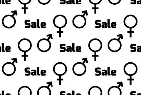 Seamless vector pattern big sale. Seamless background. man, woman, sex Stock Illustration