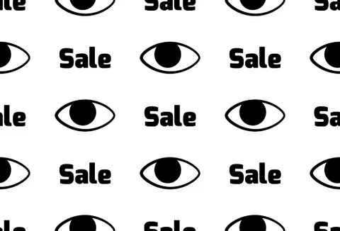 Seamless vector pattern big sale. Seamless background. symbol, eye, ophthalmo Illustrazione stock