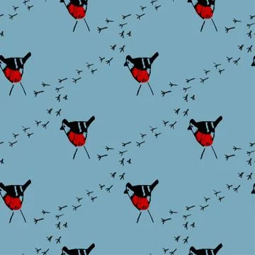 Seamless vector pattern with birds. Stock Illustration
