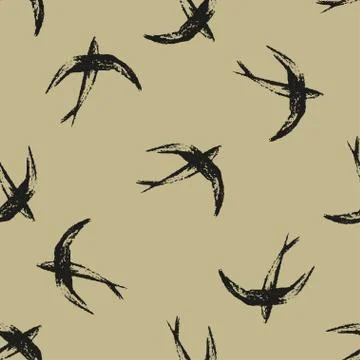 Seamless vector pattern with birds. Illustrazione stock