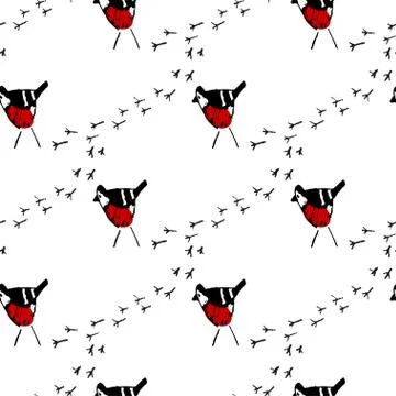 Seamless vector pattern with birds. Stock Illustration