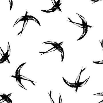 Seamless vector pattern with birds. Stock Illustration