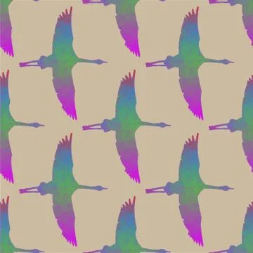 Seamless vector pattern with birds. Stock Illustration