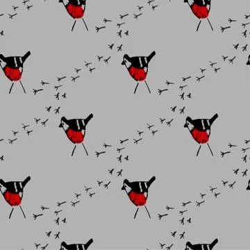 Seamless vector pattern with birds. Stock Illustration