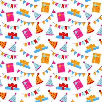Seamless Vector Pattern of Birthday Elements . birthday pattern seamless vect Stock Illustration
