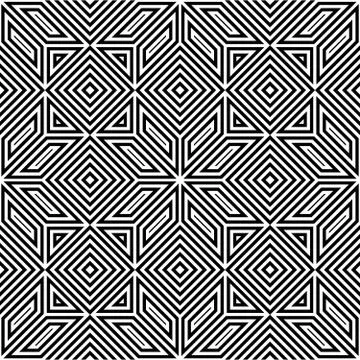 Seamless vector pattern, black and white, square mosaic Stock Illustration