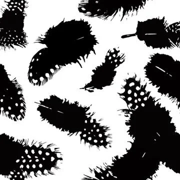 Seamless vector pattern with black and white ink feathers Illustrazione stock