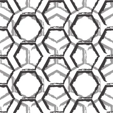 Seamless vector pattern of black and gray hexagons isolated on white background Stock Illustration
