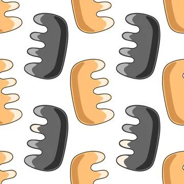 Seamless vector pattern with black and brown hair comb Stock Illustration