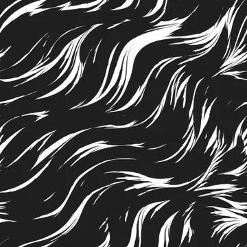 Seamless vector pattern in black color from abstract waves and splashes. Water Stock Illustration