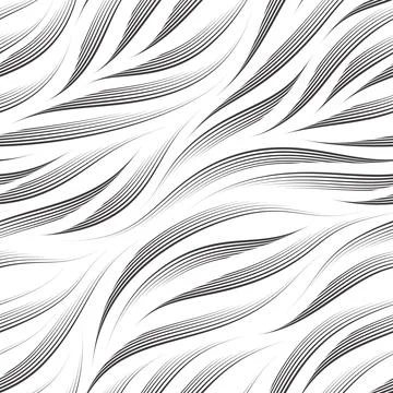 Seamless vector pattern of black graceful lines drawn with a pen. Flowing 스톡 일러스트