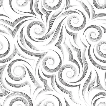 Seamless vector pattern of black lines drawn by smooth pen in the form of Illustrazione stock