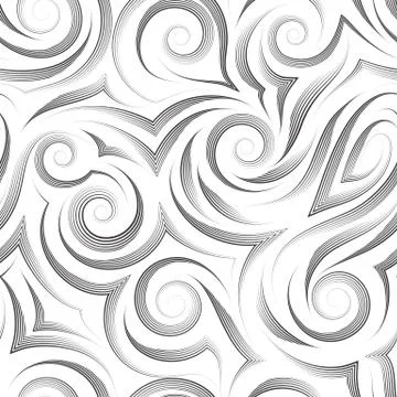 Seamless vector pattern of black lines drawn by smooth pen in the form of Stock Illustration