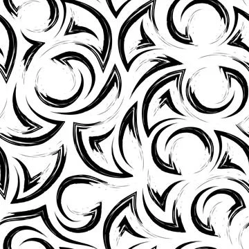 Seamless vector pattern of black strokes of paint in the form of corners of arcs Stock Illustration