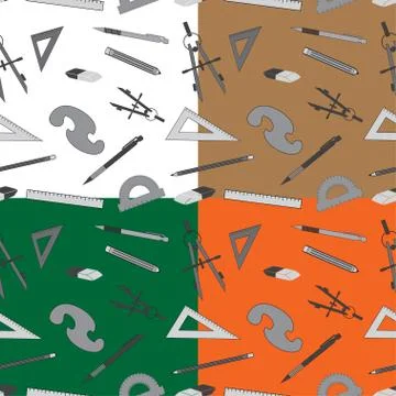 Seamless vector pattern with black white drawing accessories Stock Illustration