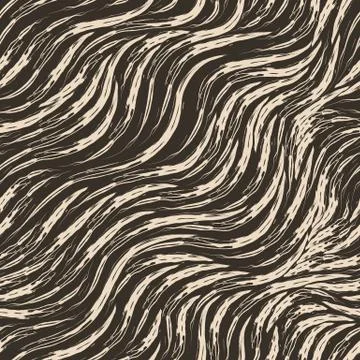 Seamless vector pattern of bleige diagonal stripes on a brown background Stock Illustration