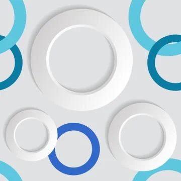 Seamless vector pattern with blue and white rings Stock Illustration