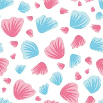 Seamless vector pattern with blue and pink petals Illustrazione stock