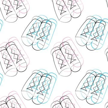 Seamless vector pattern with blue and pink sneakers Stock Illustration