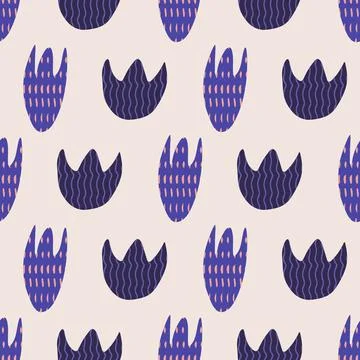 Seamless vector pattern with blue and purple flowers on a light background Stock Illustration