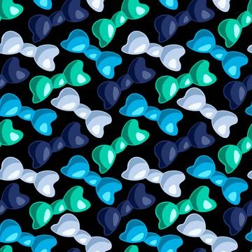 Seamless vector pattern with blue bow tie Stock Illustration
