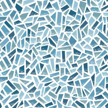 Seamless vector pattern. Blue clay broken mosaic, tiles. Stock Illustration