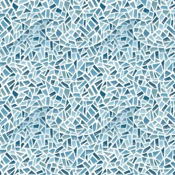 Seamless vector pattern. Blue clay broken mosaic, tiles waves Background. Stock Illustration