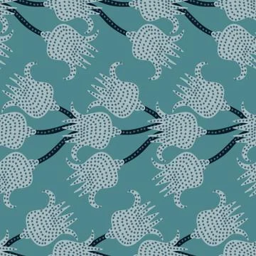 Seamless vector pattern with blue floral horizontal stripes Illustrazione stock