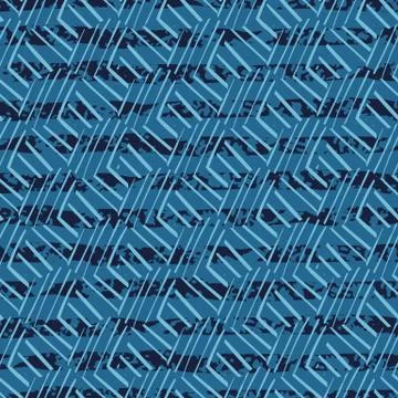 Seamless vector pattern with blue geometric shapes Stock Illustration