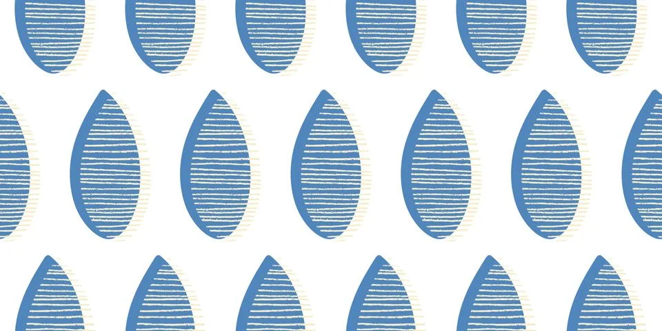 Seamless vector pattern. Blue leaves with lines on white background 스톡 일러스트