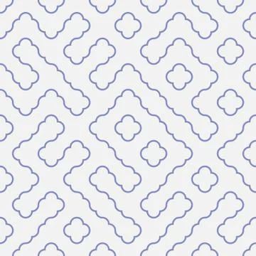 Seamless vector pattern with blue linear shapes on a light background Illustrazione stock