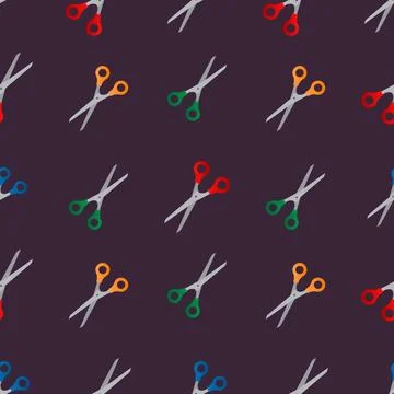 Seamless vector pattern blue red green yellow scissors Illustrazione stock