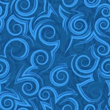 Seamless vector pattern of blue spirals curls and corners.Geometric pattern of Stock Illustration