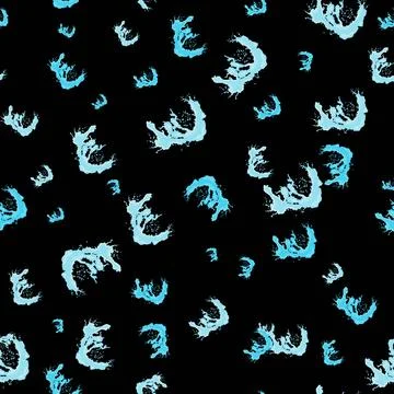A seamless vector pattern with blue water splashes evenly scattered on a bl.. Stock Illustration